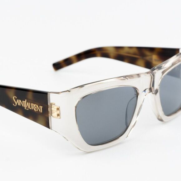 NEW Saint Laurent SL740 003 Beige Havana Silver Square Unisex Sunglasses